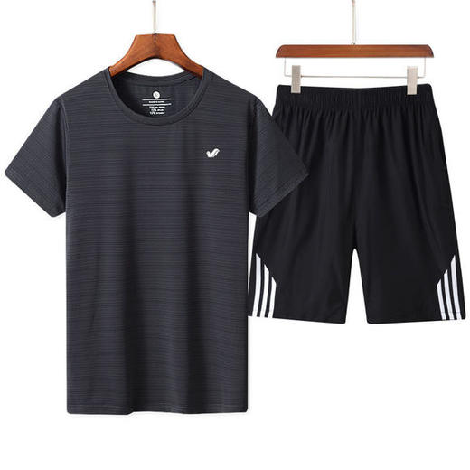 JXG-夏季冰丝速干运动宽松大码休闲短袖套装 商品图1