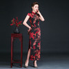 YSD-05883-3032复古优雅真丝短袖高开衩长款旗袍 商品缩略图2