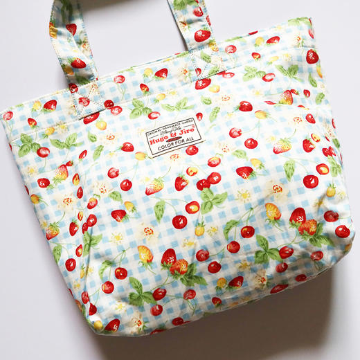 HUGOJIRO经典手拎包插画格纹草莓樱桃 商品图2