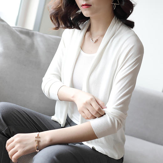 丁摩100%纯真丝针织小开衫外套S0330DB399 商品图1