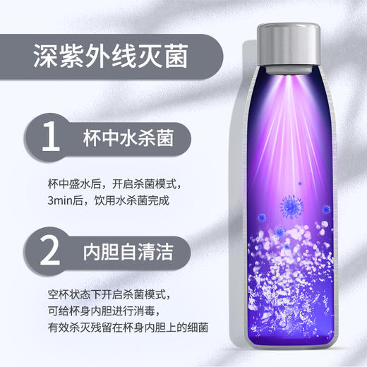 【积分兑换】Bluego智能紫外线杀菌杯 男女便携 创意UVC杀菌不锈钢保温杯 商品图2