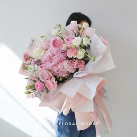 【温柔】生日鲜花绣球花束粉色绣球玫瑰花束礼花送女生朋友闺蜜毕业花店鲜花送货上门