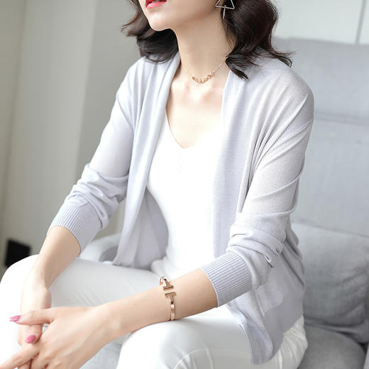 丁摩100%纯真丝针织小开衫外套S0330DB399 商品图3