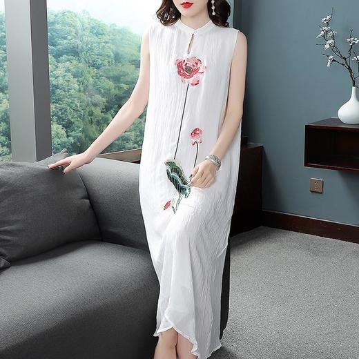 PDD-LXNZ新款中国风优雅刺绣无袖连衣裙TZF 商品图2