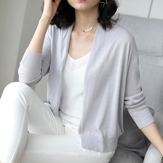 丁摩100%纯真丝针织小开衫外套S0330DB399 商品图13