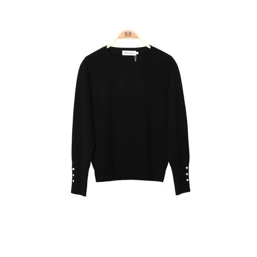 羊绒世家2020秋季新款女士圆领100%山羊绒衫时尚纽扣装饰内搭毛衣 商品图11