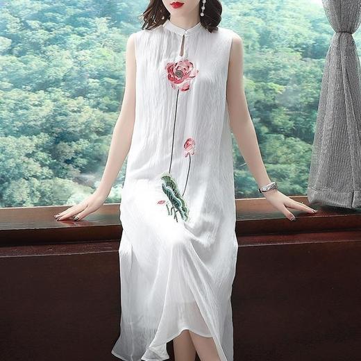 PDD-LXNZ新款中国风优雅刺绣无袖连衣裙TZF 商品图1