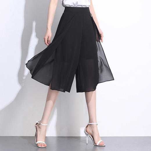 NRJ-E区4F-E426-E-1988-新款七分雪纺裙裤女高腰阔腿裤宽松松紧腰中裤子ZXH 商品图2