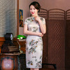 AN-春夏新款复古优雅印花真丝旗袍 商品缩略图0