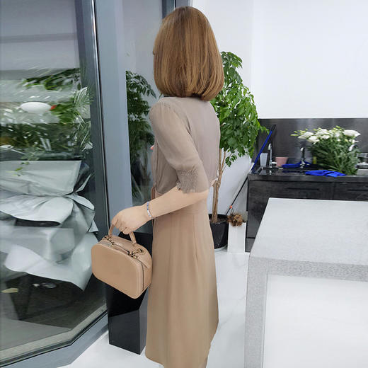 HT-2038新款时尚优雅气质高腰显瘦拼接连衣裙TZF 商品图3