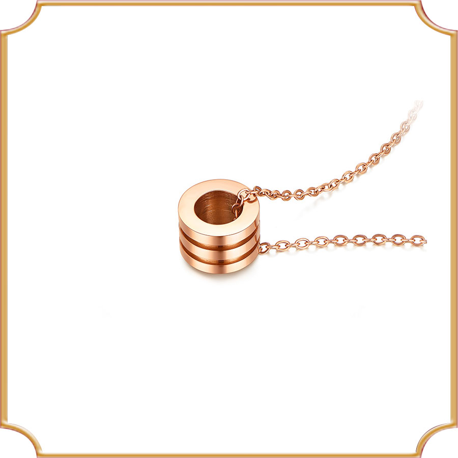 钻石项链锁骨弹簧款钻石吊坠女玫瑰色真钻时尚LP0561