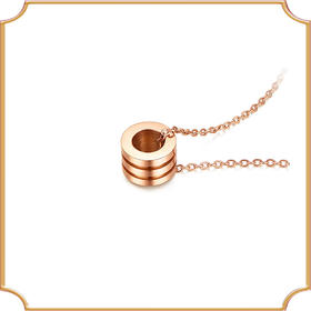 钻石项链锁骨弹簧款钻石吊坠女玫瑰色真钻时尚LP0561