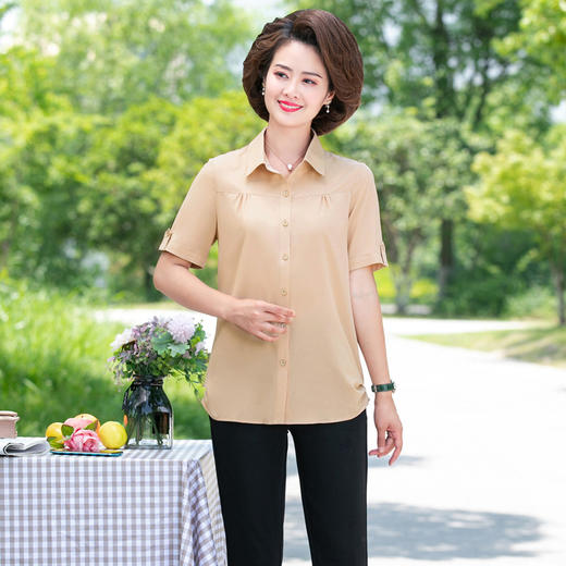 NP  2207休闲衬衣纯色大码妈妈装 商品图2