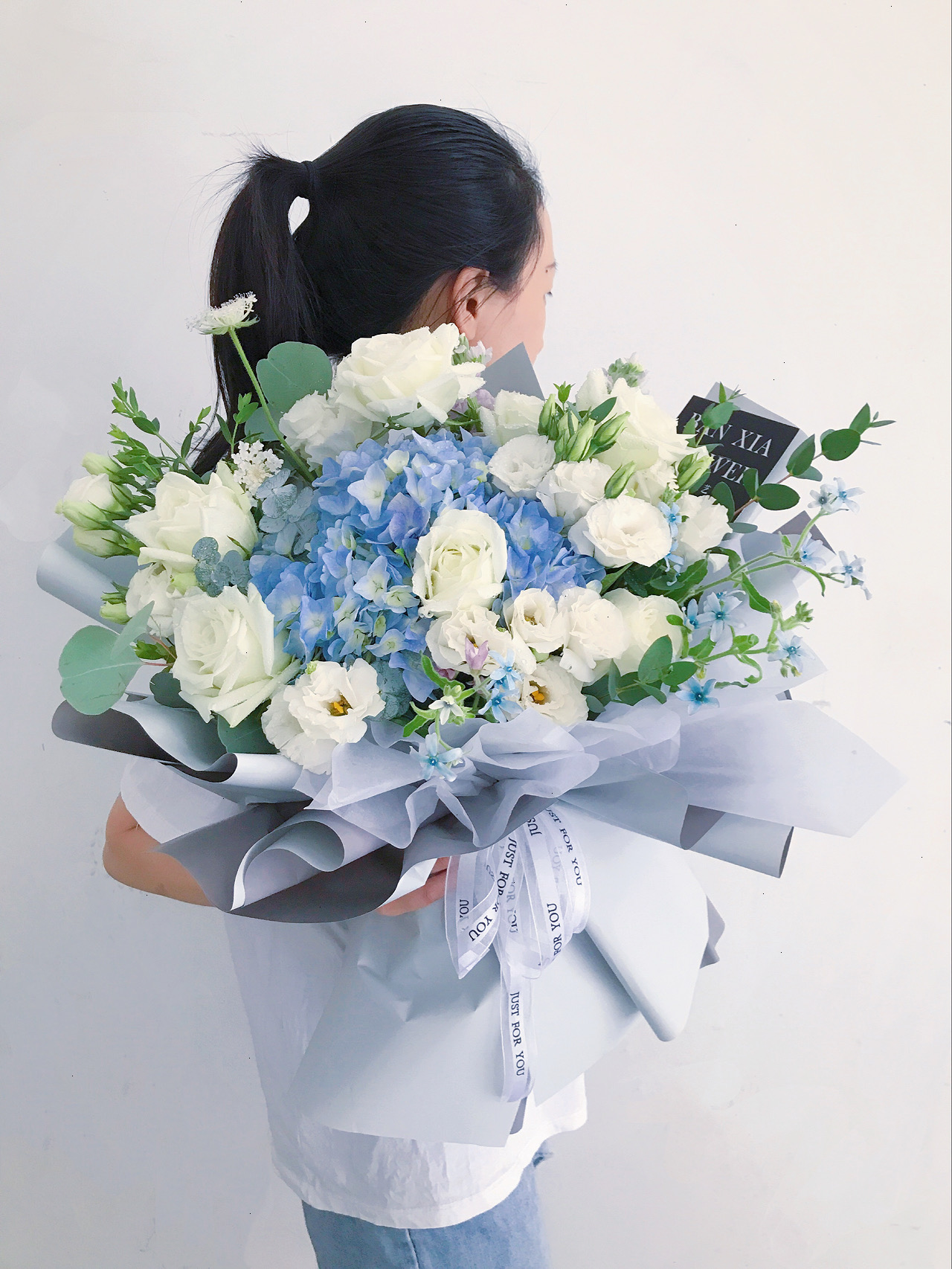 生日鲜花绣球花束【澄净】蓝色绣球玫瑰花束礼花送女生朋友闺蜜毕业花店鲜花送货上门