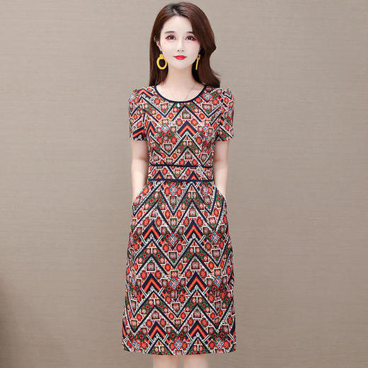 QYM-KED-Q27新款时尚印花雪纺连衣裙 商品图3