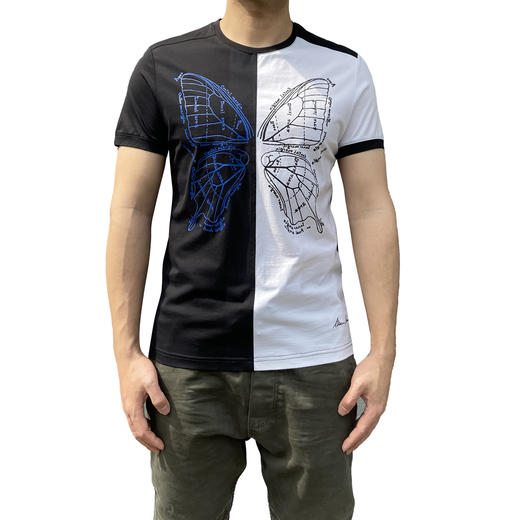 Marco Azzali 黑白蝴蝶印花圆领T恤 T3806200 商品图0