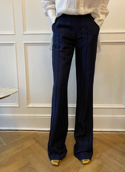 HIDEMI 夏日清透深海蓝色织竖条纹套装 口袋衬衫/喇叭型宽松长裤 商品图9