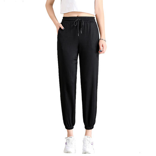 JFL-2F-2F031-939-高腰薄款宽松大码灯笼裤女显瘦束脚开叉垂感九分哈伦裤ZXH 商品图4