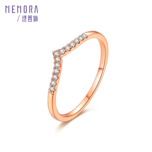 【1件7.5折】小礼物（女戒组）玫瑰色18K金钻石戒指DR101086、DF0008 商品图1