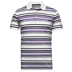 Marco Azzali 紫色条纹经典款POLO衫 T3847A00
