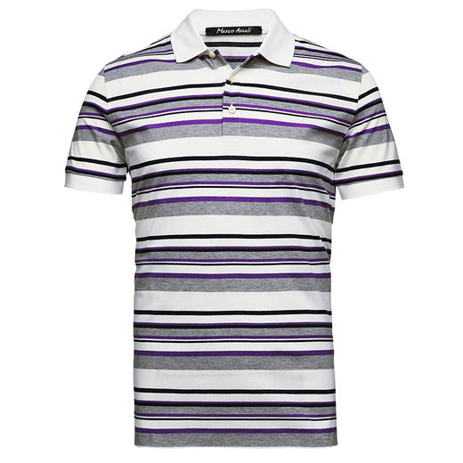 Marco Azzali 紫色条纹经典款POLO衫 T3847A00 商品图0