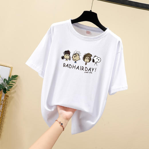 NRJ-4F-C405-F287-夏季新款宽松大码短款圆领短袖T恤女ZXH 商品图0