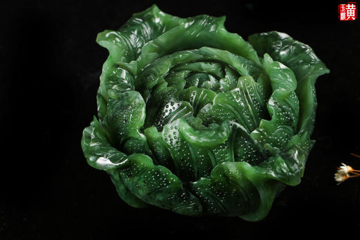 和田碧玉白菜【百财聚来】摆件