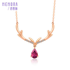 【1件7.5折】心花鹿放系列18K玫瑰金碧玺套链项链送礼KN2134