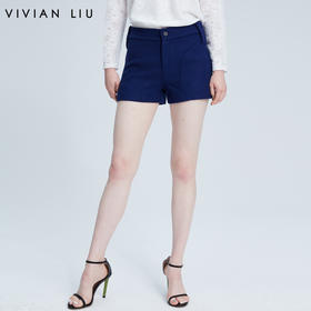 VIVIAN LIU/红英 G1669501冬女装口袋修身羊毛呢短裤高腰显瘦靴裤