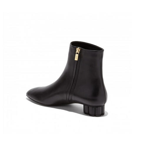FERRAGAMO 菲拉格慕 花卉造型鞋跟短靴 黑色 693095 商品图1