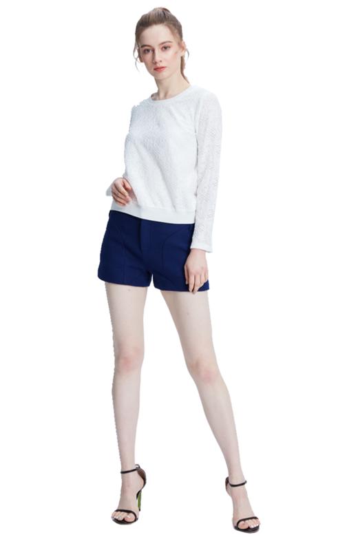 VIVIAN LIU/红英 G1669501冬女装口袋修身羊毛呢短裤高腰显瘦靴裤 商品图5