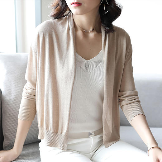 丁摩100%纯真丝针织小开衫外套S0330DB399 商品图2