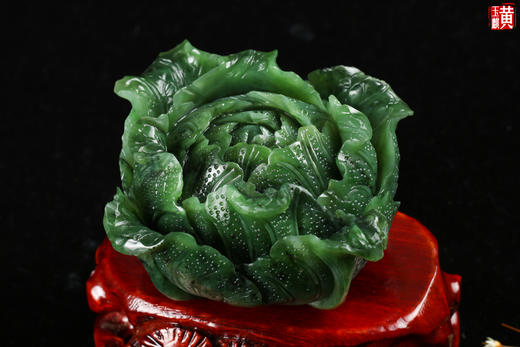 和田碧玉白菜【百财聚来】摆件