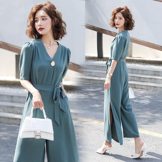 WZNH-OLBN2013（配腰带）欧洲站女装新款分叉连体裤裙 商品图1