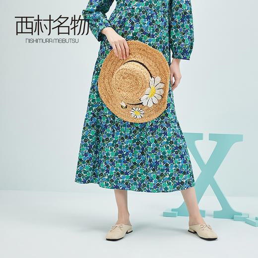 西村名物2020夏新款女 复古简约低跟穆勒拖ins方头蝴蝶结纯色半拖 X20AH19941 商品图1