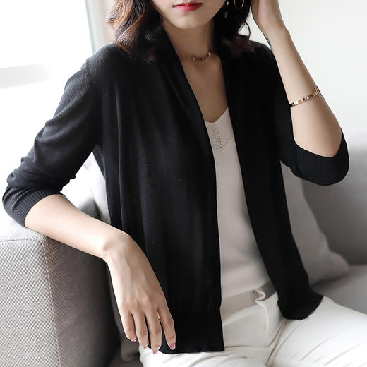 丁摩100%纯真丝针织小开衫外套S0330DB399 商品图8