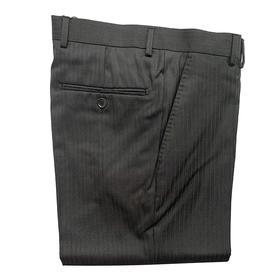 Marco Azzali 黑色竖条纹羊毛西裤  Q2909200