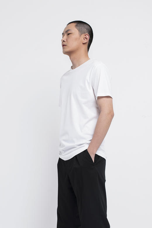 男士2020新疆长绒棉80支纱圆领白T恤 商品图2