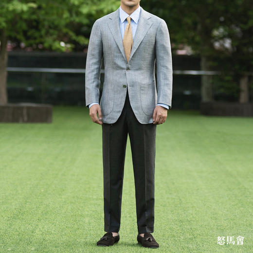 Huddersfield Bamboo 天然竹织物灰色全麻衬单西 商品图4