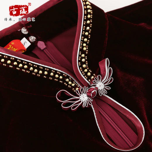 GY-SD021-023爆款妈妈装钉珠刺绣短款日常七分袖旗袍裙 商品图4