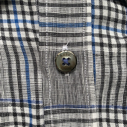 Marco Azzali 意大利进口面料灰色格子亚麻短袖衬衫  FACEC56400 商品图4