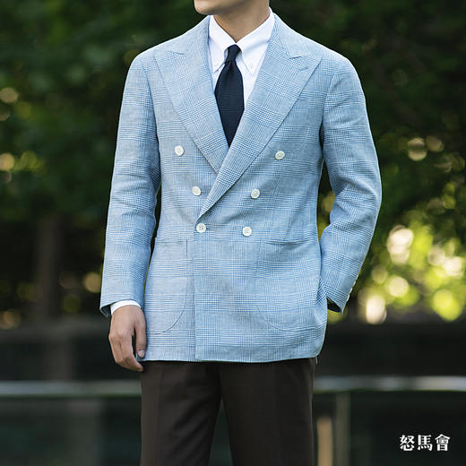 Baird McNutt 高克重爱尔兰亚麻蓝色亲王格全麻衬单西「2色可选」 商品图1