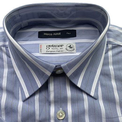 Marco Azzali 蓝色竖条纹GETZNER短袖衬衫  C3256600 商品图1