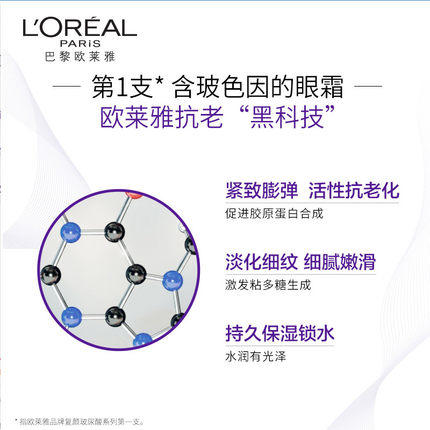L'OREAL 新款按摩头欧莱雅紫熨斗眼霜30ml 商品图7