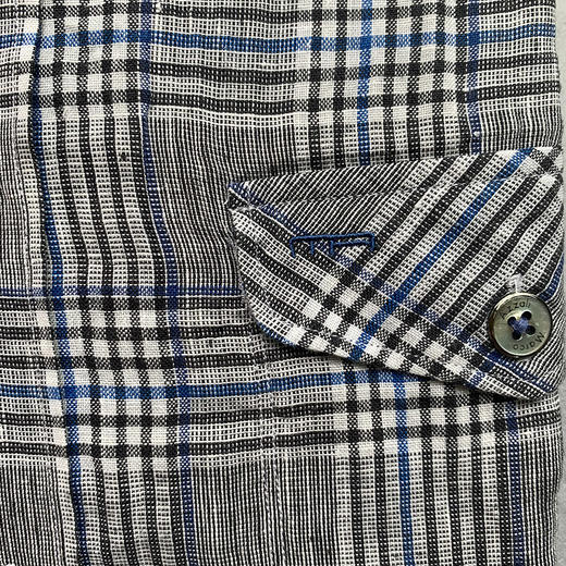 Marco Azzali 意大利进口面料灰色格子亚麻短袖衬衫  FACEC56400 商品图3