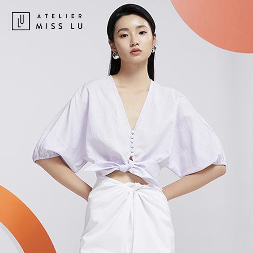 AtelierMissLu—浅熏紫亚麻短上衣/00153 商品图1