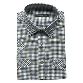 Marco Azzali 绿色格子短袖衬衫 FACEC55700