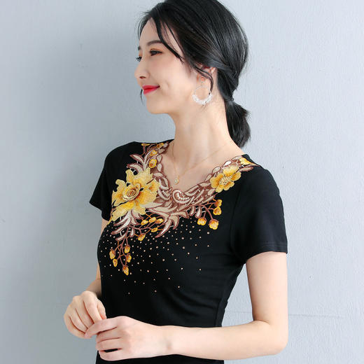 ZZ-LA06550新款妈妈装棉t恤洋气减龄外穿短袖小衫 商品图3