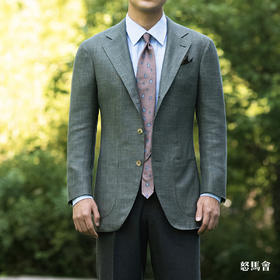 Huddersfield Bamboo 天然竹织物绿色全麻衬单西