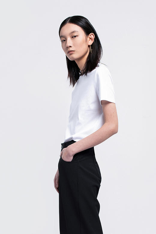 女士2020新疆长绒棉80支纱圆领白T恤 商品图3